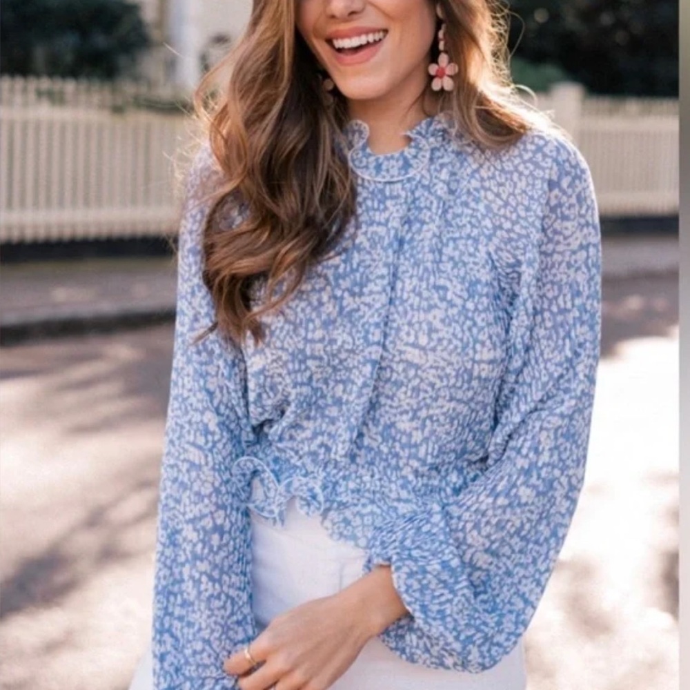 Chic Blue and White Blouse